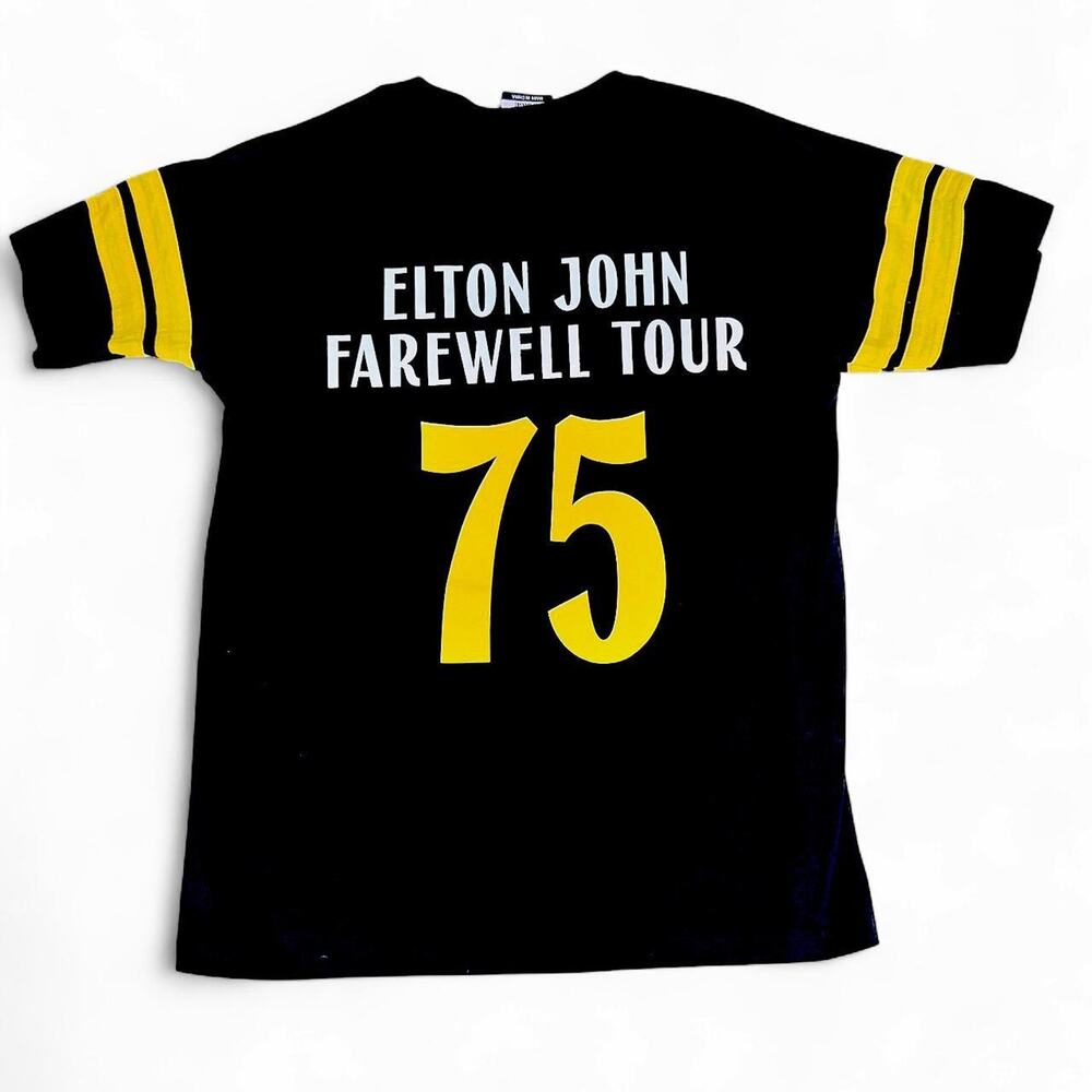 Elton John 1975 Farewell Tour Tee L Vintage Style Concert Band Shirt Black